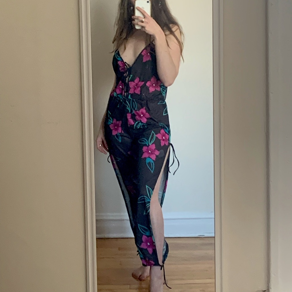 1970s Disco Floral Jumpsuit